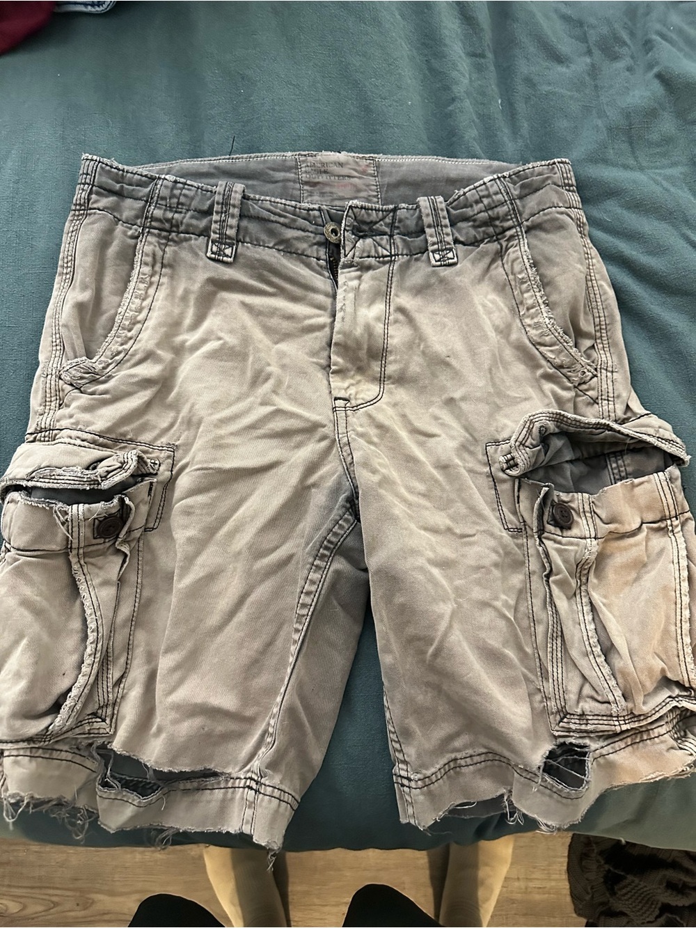 Men's Distressed Grunge Cargo Shorts - Grey